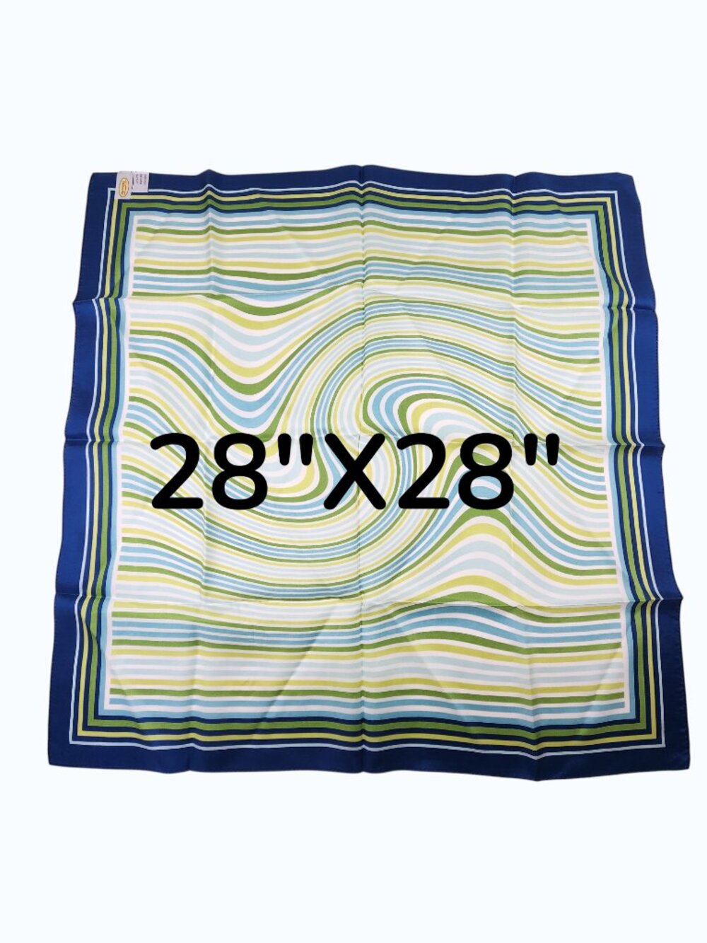 Talbots Silk Scarf 28” Blue Green Nautical Stripes Waves Square Womens Accessory - Picture 2 of 8
